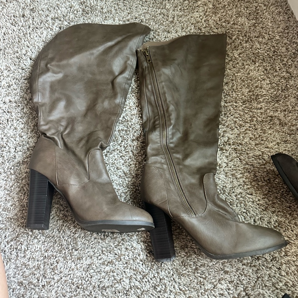 Charlotte Russe Taupe Heeled Boots